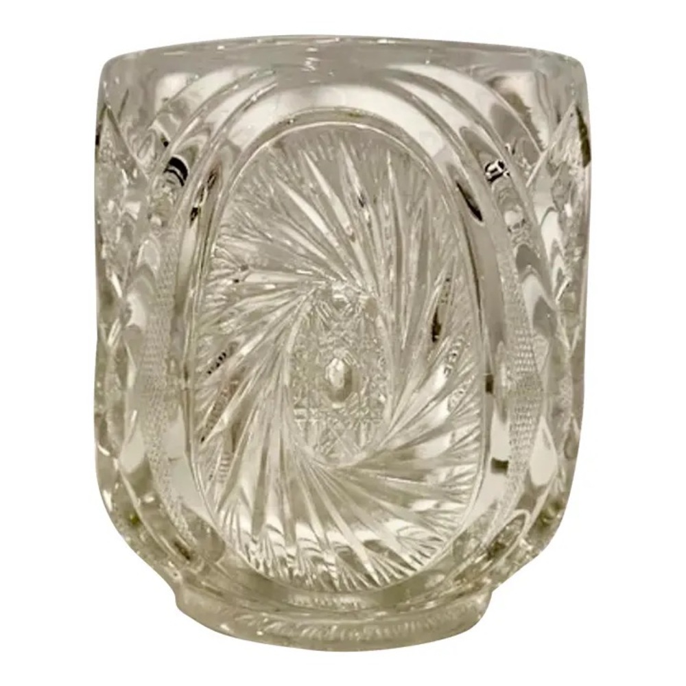 Vintage Pressed Glass Ice Bucket Pinwheel Star Pattern Planter